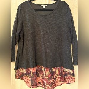 Dressbarn layered black sweater top sz. XL
